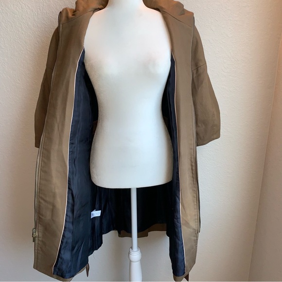 New BCBGMaxAzria $398 Long Lined Military Belted Tan Coat Jacket Medium RARE - Picture 7 of 15
